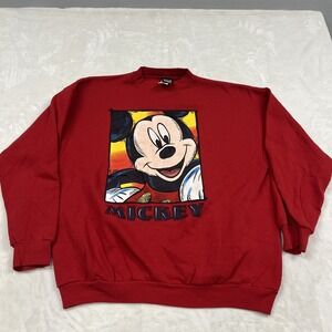 Mickey Unlimited Sweatshirt Adult XL Red Vintage Disney Graphic Brazos USA
